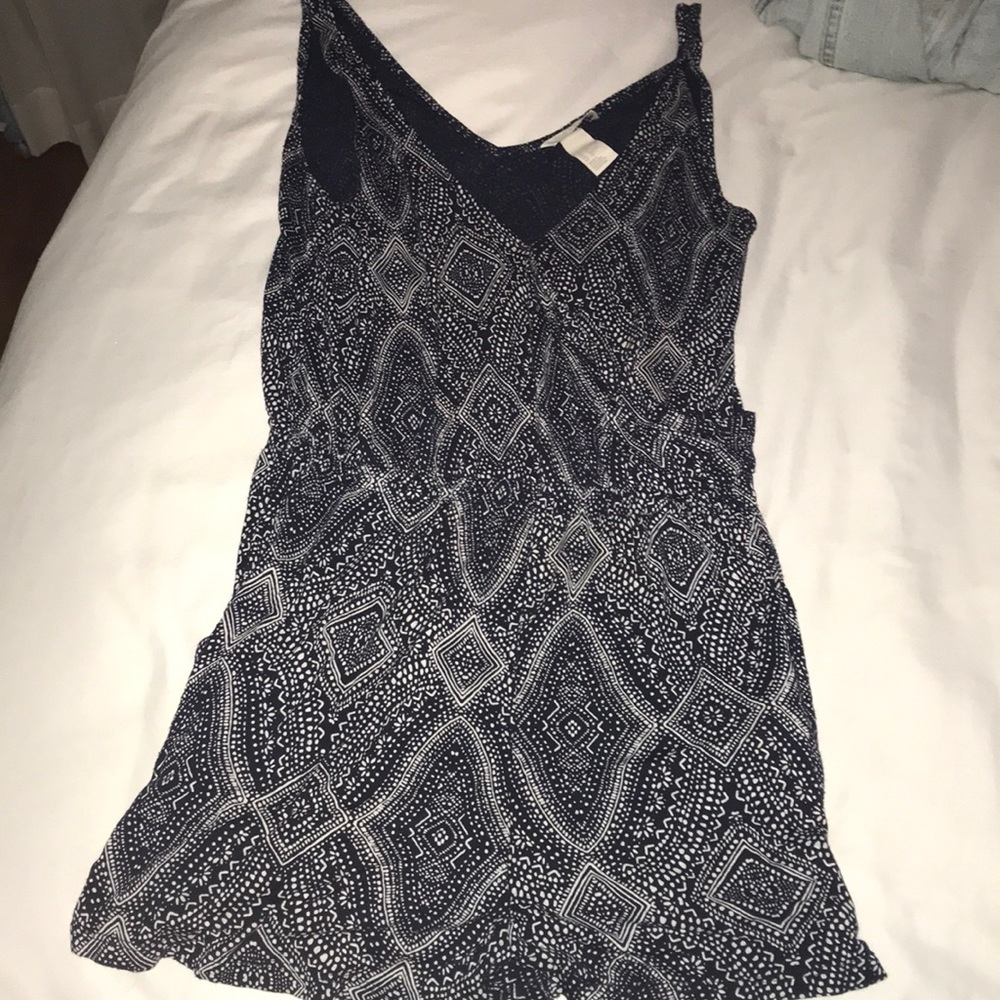 navy blue and white romper